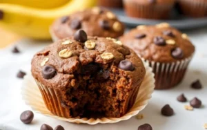 Easy Chocolate Banana Egg Oatmeal Muffins