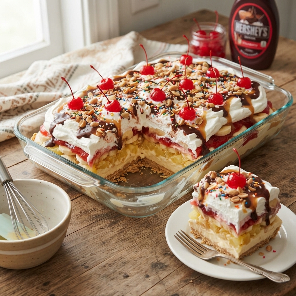 Easy Banana Split Cake Recipe